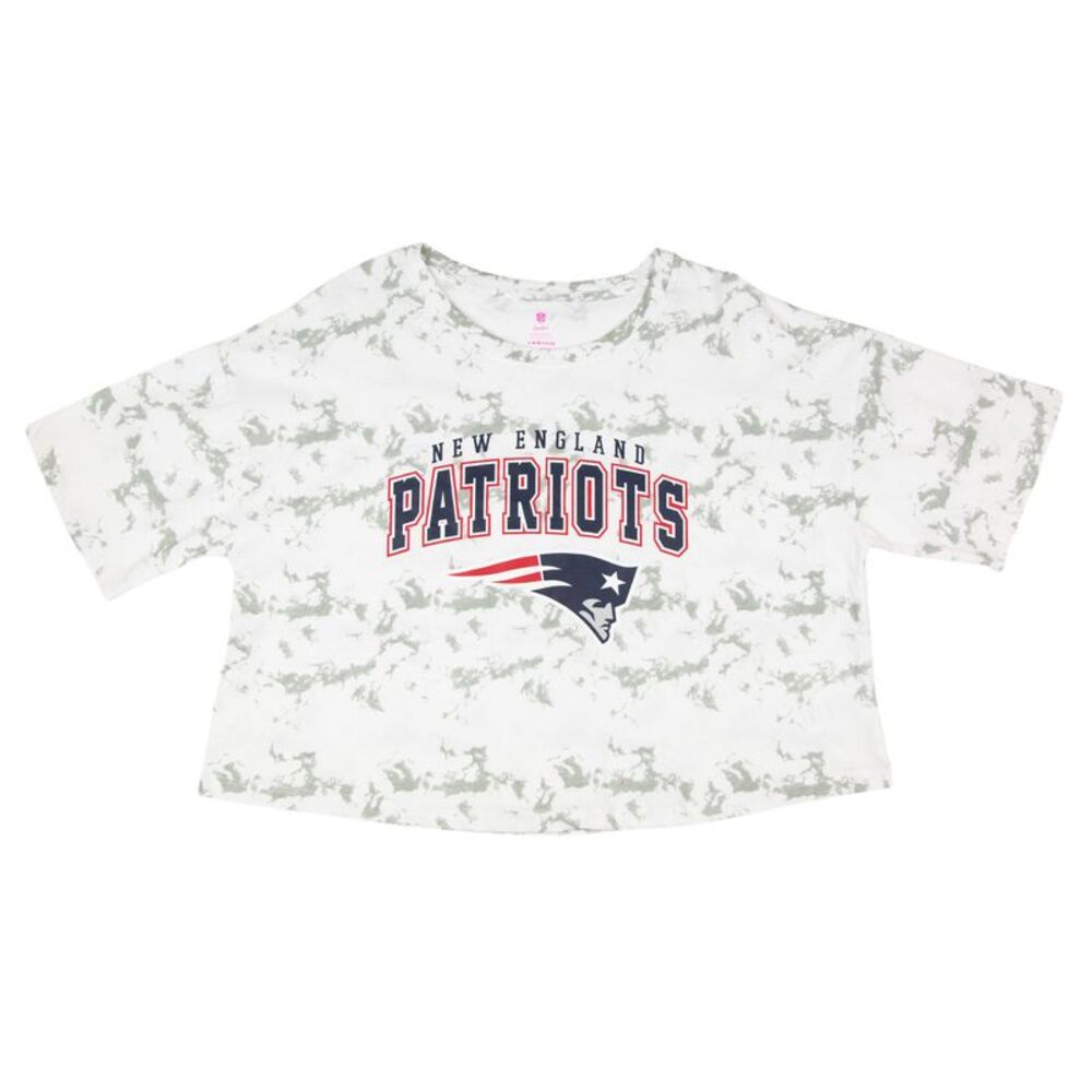 NFL New England Patriots Teen Girls Gray Tie-Dye Crop T-shirt, Large (11/13)